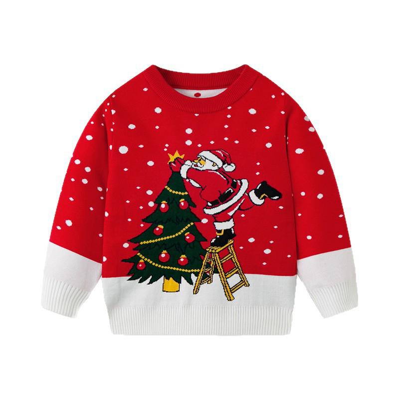 Christmas Family Pullover Sweater - Parent-Child Tree Jacquard Knit