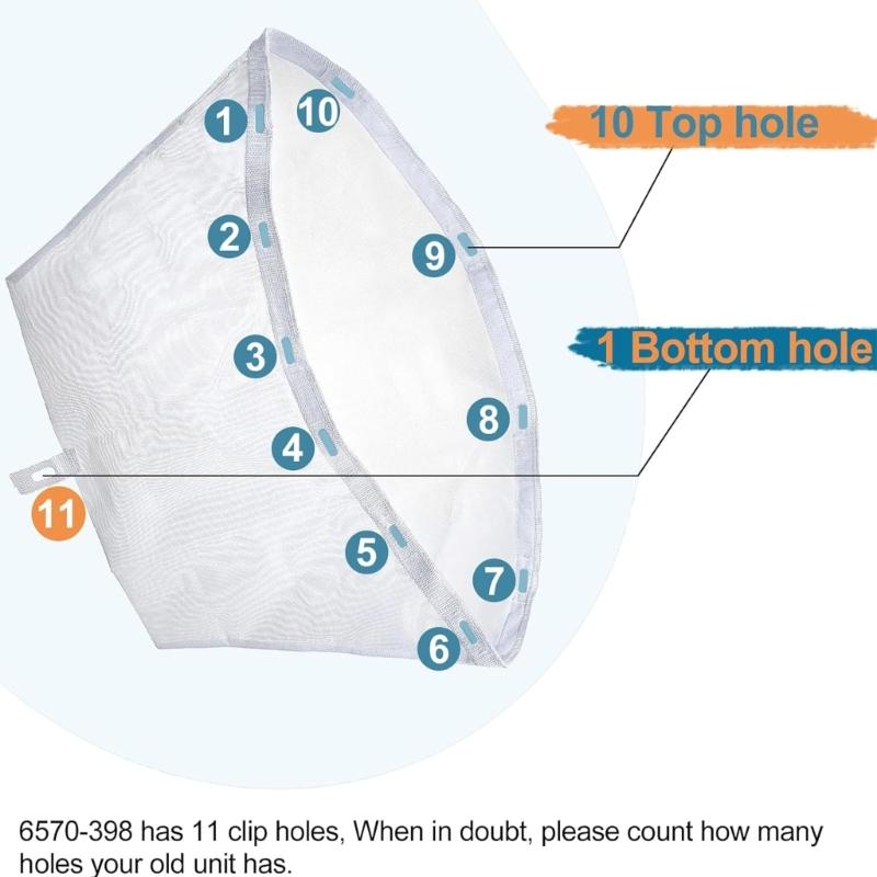 Oversized Bathtub Filter Net Replacement Mesh Bag Suitable for Multiple Models Quick Releasing Design Easy Cleaning