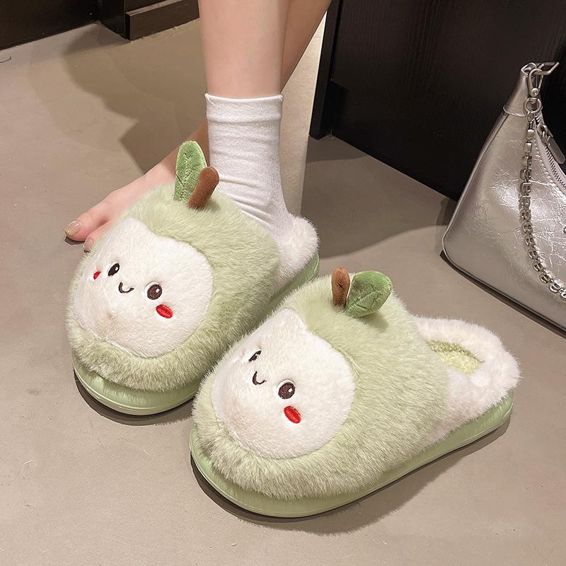 Women's Cartoon Cute Plush Slippers - Warm and Warm Countertop Cotton Winter Home Slippers Thick Bottom Casual Indoor Shoes