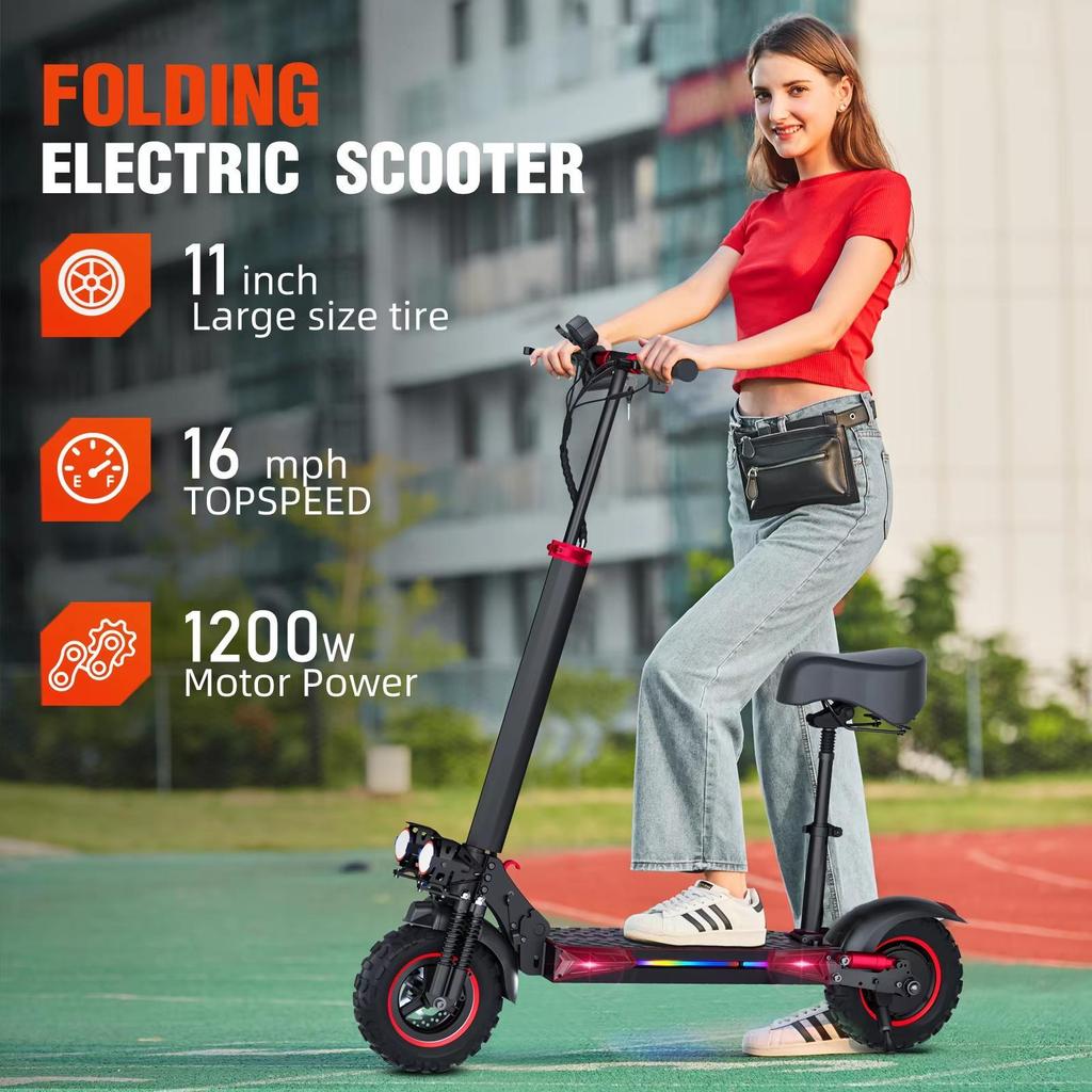 2026 Neuer E-Scooter J11 Max Faltbarer Elektroroller 1200W Motor 48V18AH 10-Zoll-Reifen Reise für Erwachsene mit Sitz 30-40 Meilen Elektroroller