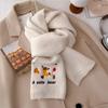 Bufanda de lana tejida bordada con oso para mujer, invierno, nueva, de alta gama, cálida, engrosada, color marrón puro