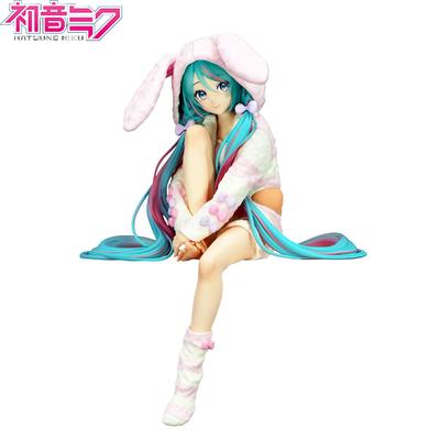 15CM Anime HATSUNE MIKU Figure Noodle Stopper Figure Rabbit Ear Pajamas Model Toy Doll Aciton Figure Collection Gift PVC