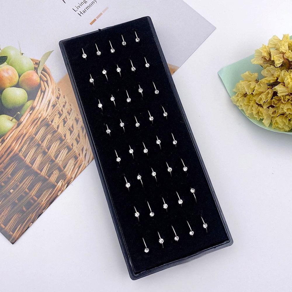 Hypoalergenní čepy do nosu z nerezové oceli: 40 krabiček falešných prstenů do nosu ve tvaru C s diamantovými hroty pro piercingové šperky