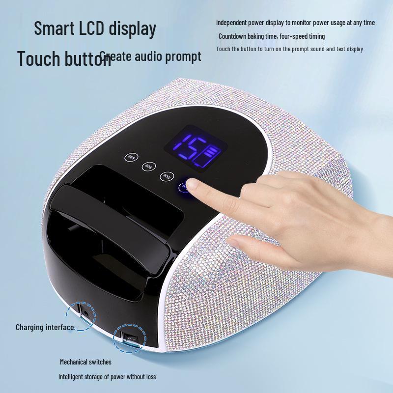 High-Power Rhinestone Nail Lamp: Rechargeable Handheld LED Dryer