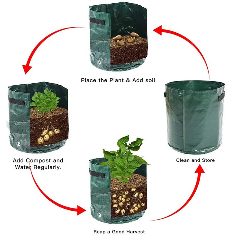 Potato Grow Bag PE Vegetable Onion Planting Bag with Handle Thickened Garden Carrot Taro Peanut Growing Bag Waterproof