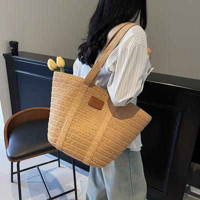 Seaside Vacation Straw Bag New Fashionable Large-capacity Casual Woven Bag Work Shoulder Bag