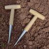 Plant Hole Digger for Planting Garden Seeds Bulbs Planting Tool Handheld Digger with Wooden T-Handle for Tulip Daffodil Saffron Vegetable Seeds