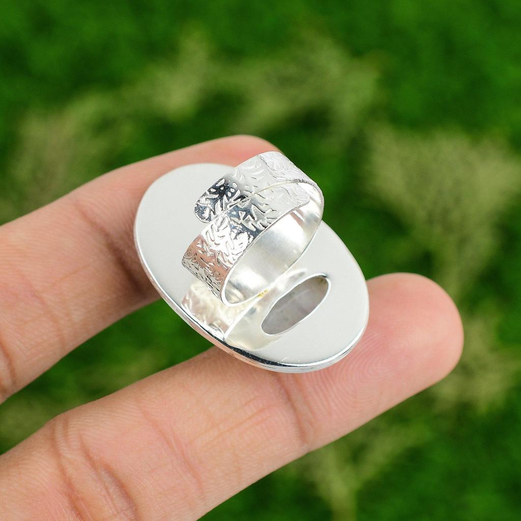 Gift For Women Multi Stone Adjustable Ring 925 Silver Natural Rainbow Moonstone
