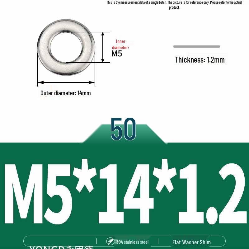 304 Stainless Steel Thickened Flat Washer / Ultra-thin Metal Gasket, Sizes M1.6-M10