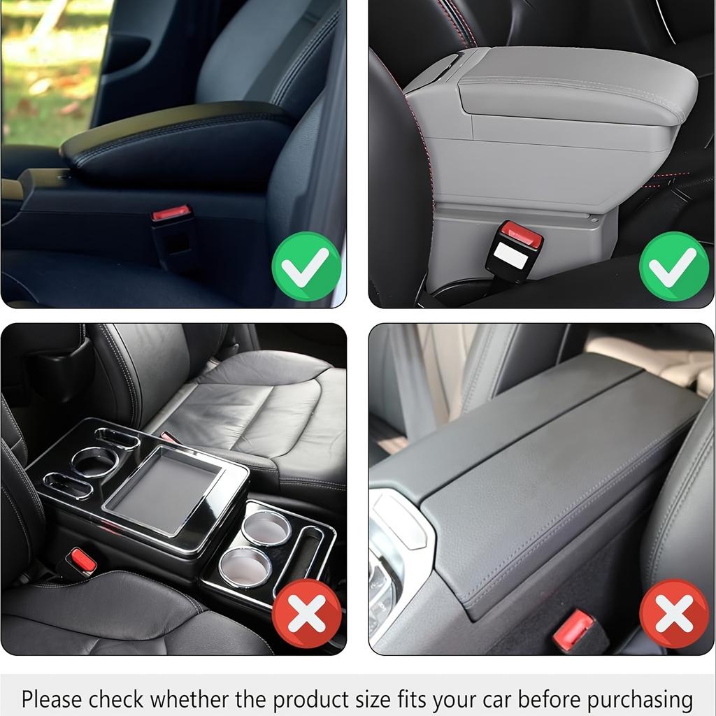 1PC Universal Ultra-fine Fiber Leather Car Armrest Cover Pad - Soft, Durable, Spacious, with 2 Storage Pockets