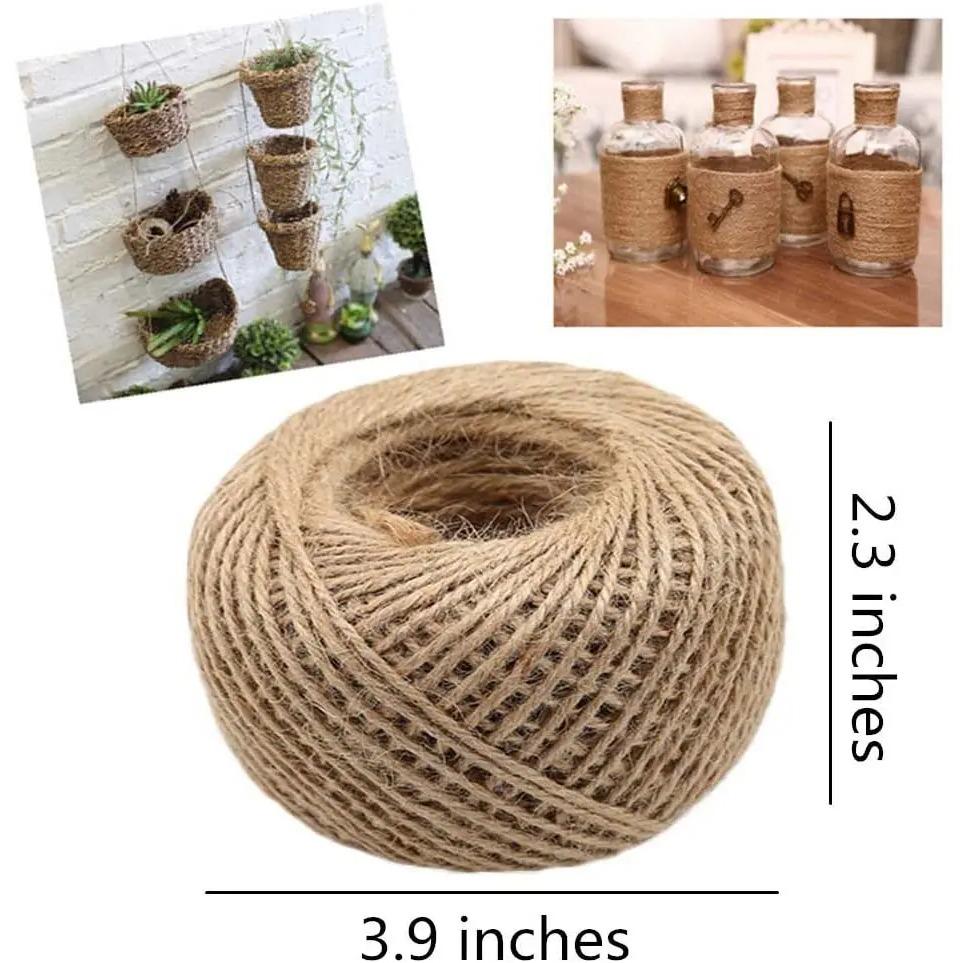1MM 2MM Natürliches Vintage Juteseil Kordel Schnur Bindfäden Sackleinen DIY Handwerk Geschenkverpackung Jute Hanf Gartenarbeit Hochzeit Party Dekoration
