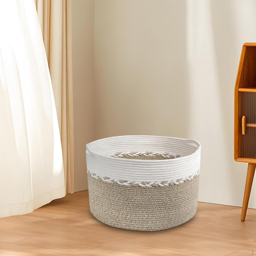 Dirty Clothes Laundry Basket Decorative Organizing Foldable Freestanding Portable Woven Rope