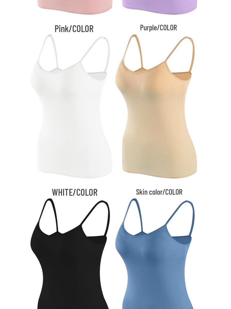 Women's Japanese & Korean Modal Camisole Tank with Built-in Bra for Yoga, Sports, Dance