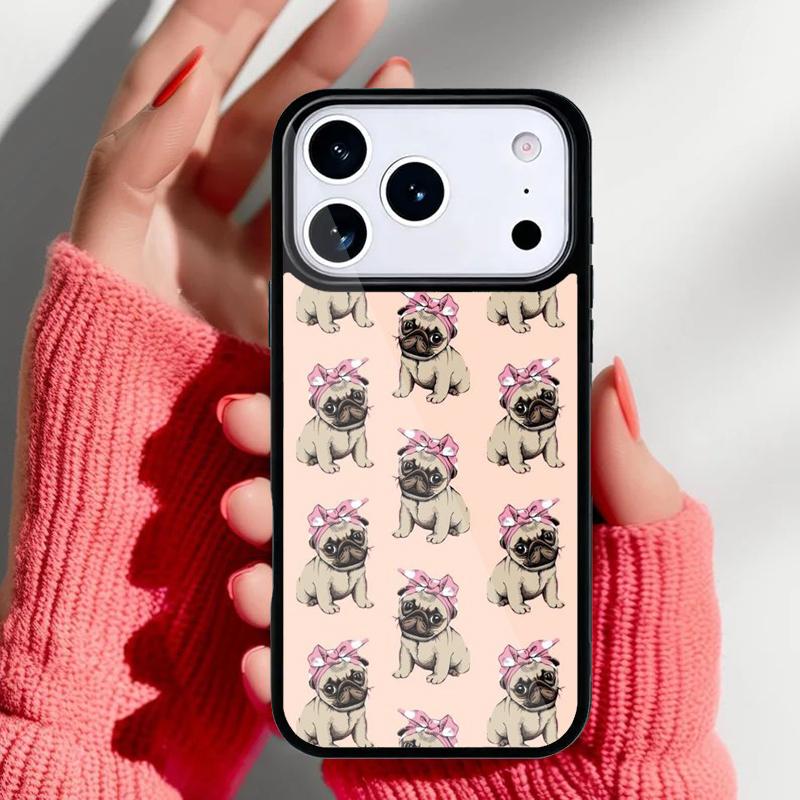 

Мягкий чехол для телефона с изображением милого щенка мопса для iPhone 17 16 15 14 13 Pro Max Задняя крышка для 12 11 Pro Coque iPhone 14 Pro Max