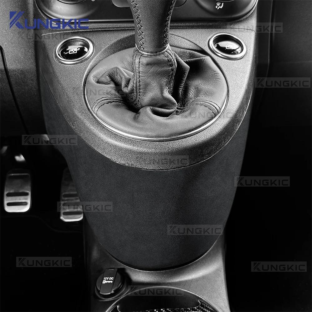 Oberer Wildleder-Aufkleber für Fiat 500 Abarth 595/695 2016-2025 LHD RHD Auto Anti-Kick-Pad unter dem Schalthebel Innenverkleidungszubehör