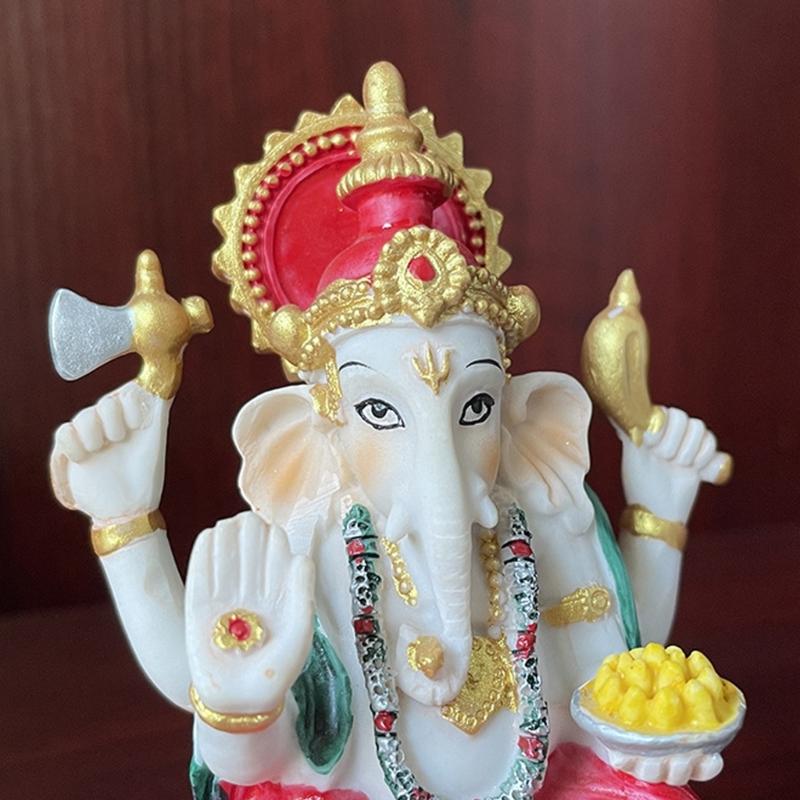 Artistic Hindu Ganpati Idol Handpainted Meditations Decors Resins Elephant God Ganpati Statue Spiritual Religious Gift