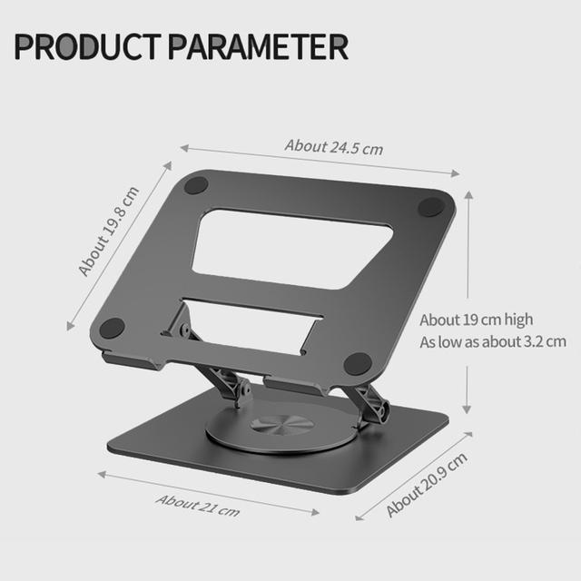 Foldable Laptop Stand Height Adjustable Hollowed Cooling Bracket Support Aluminum Alloy 360 Rotatable for 11-17 Inch Notebook
