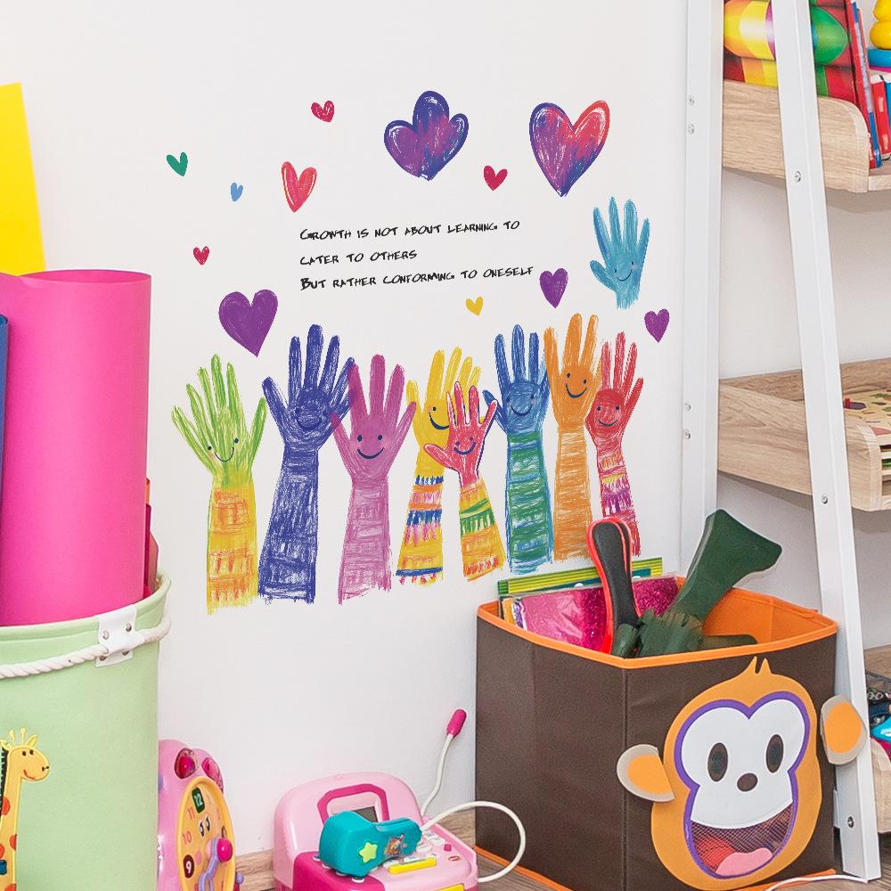 Personalized Hand-painted Palm Heart-shaped Cloud Bedroom Iving Room Commercial Space Beautification and Decoration Wall Stickers