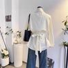 Strappy Waist Cinched Long Sleeved Shirt for Women In The Autumn Designed for Commuting Korean Style Top