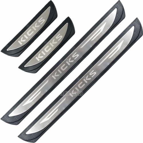 MTAWD Stainless Car Door Sill Scuff Plate Protector for Nissan Kicks 2017-2021 (Silver)