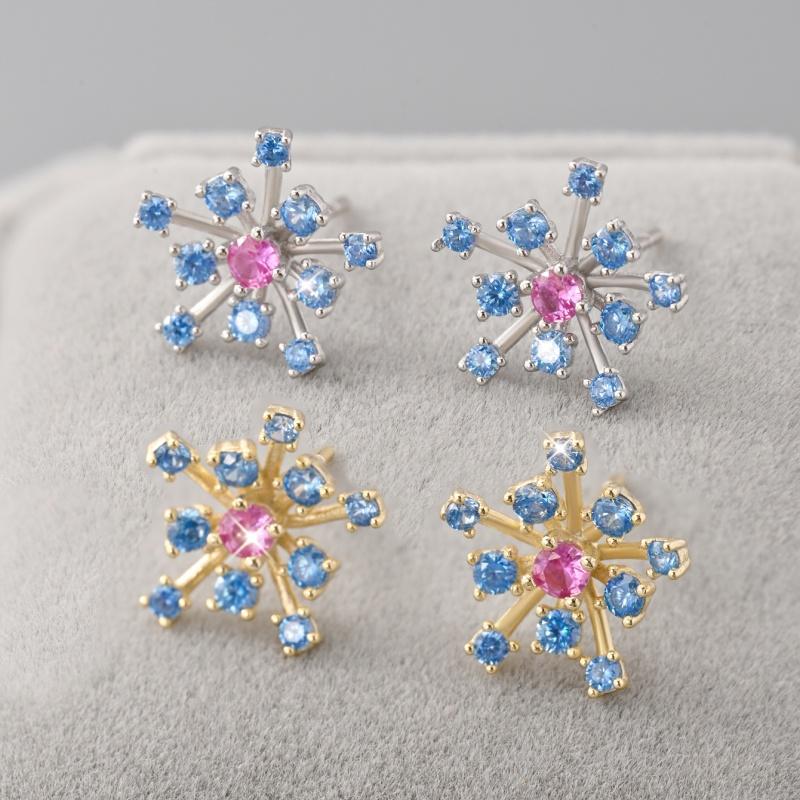 925 Sterling Silver Fantasy Romantic Earrings Blue CZ Earrings for Women Party Fine Jewelry Gift
