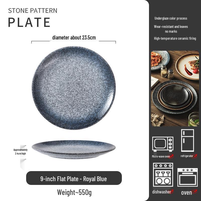 Retro Japanese Ceramic Plate: Creative Black Glaze Dish for Home and Restaurant