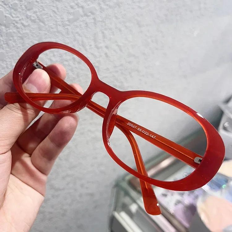 Black Red Oversized Frame Glasses Women Retro Oval Eyeglasses Y2K Anti Blue Light Computer Reading Fashion Spectacles Eyewear