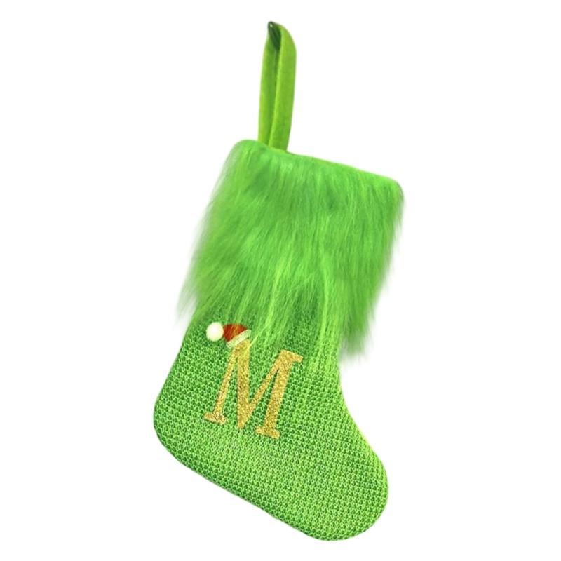 Holiday Sock Durablility Hanging For Candy Gifts Holder Festival Decoration Classical Christmas Letter Knitted Stocking