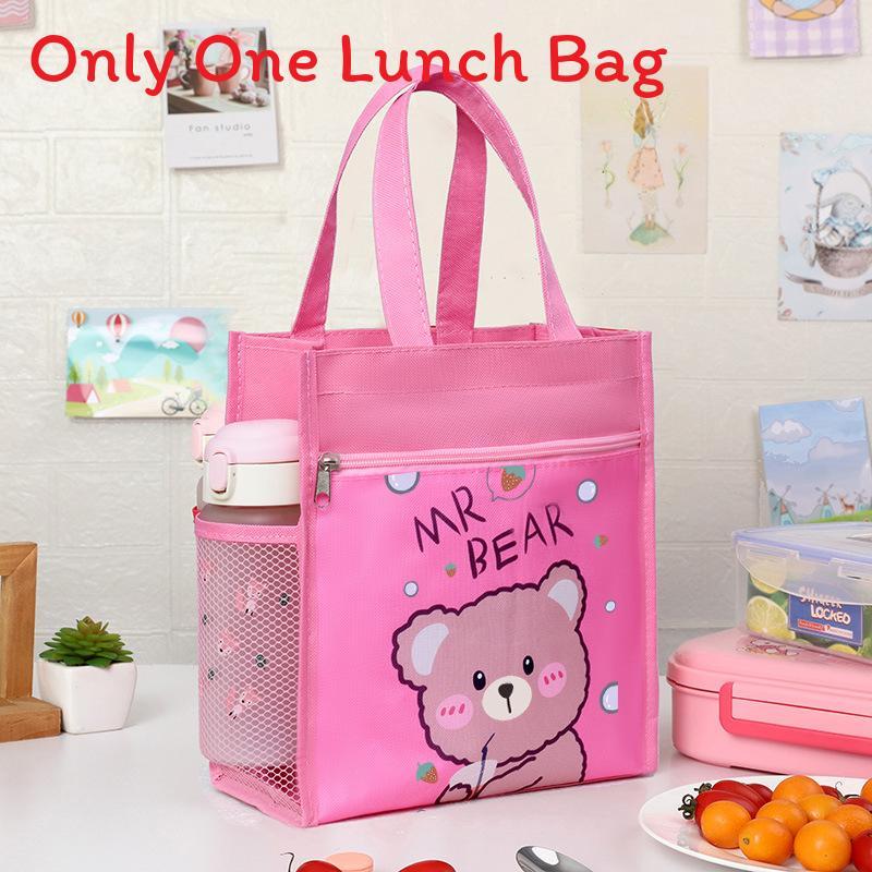 Kids Portable Canvas Lunch Box With Material For School And Outdoor Use