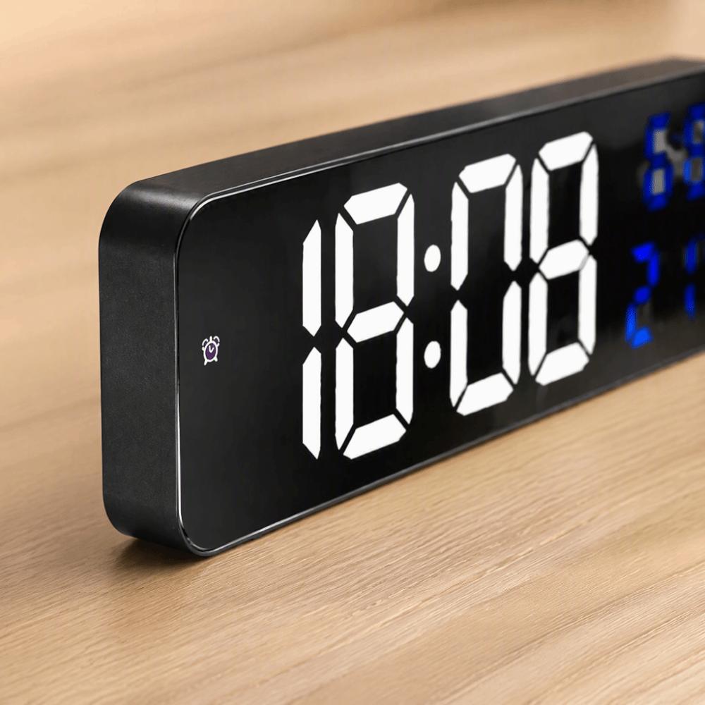 Black Electronic Alarm Clock 1.38x9.06x2.76in Wall Mounted Clock LED Alarm Clock  Nightstand Use