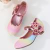 Yousheng Girls Princess Flats Low Heel Dress Shoes Mary Glitter Wedding Party Sparkling Bow Strap Formal Shoes for Kids