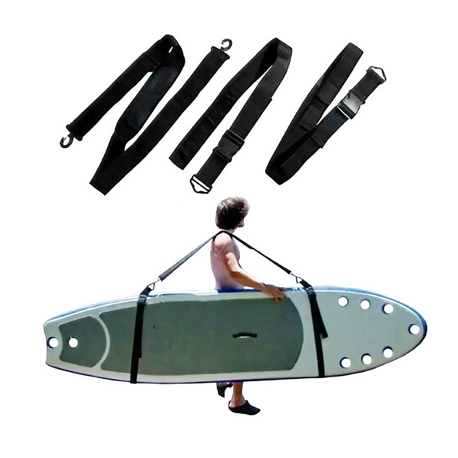 

CAWKAY Чехол-переноска для серфборда, плечевой ремень для переноски, ручка-ремень для весел, бодибордов, SUP-досок, каноэ и досок