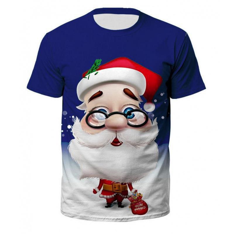 

Летняя футболка с принтом Санта-Клауса, с коротким рукавом, повседневная, модная, свободного кроя, универсальная, удобная, мужская, женская 6XL синий