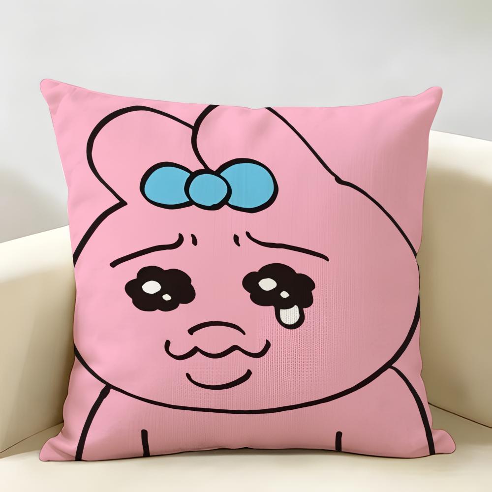 Cartoon OOpanchu Usagi Cushion Cover Natural Linen Organic Fabric DoubleSided Printing Room Sofa Decor Pillow Case