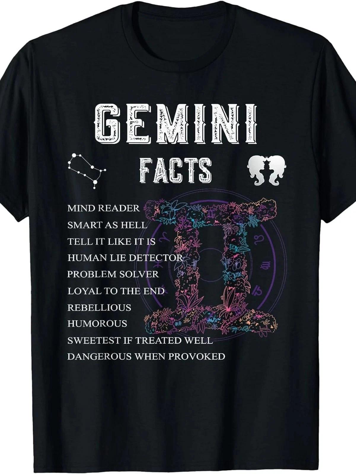 Plus Size, Gemini Zodiac Sign & Facts Astrology T May June Birthday T-Shirt 3XL
