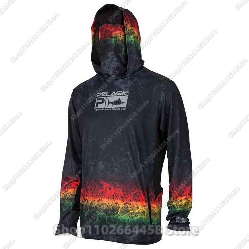 PELAGIC camouflage fishing suit for men and women long-sleeved mask hoodie sun protection breathable fishing suit can be