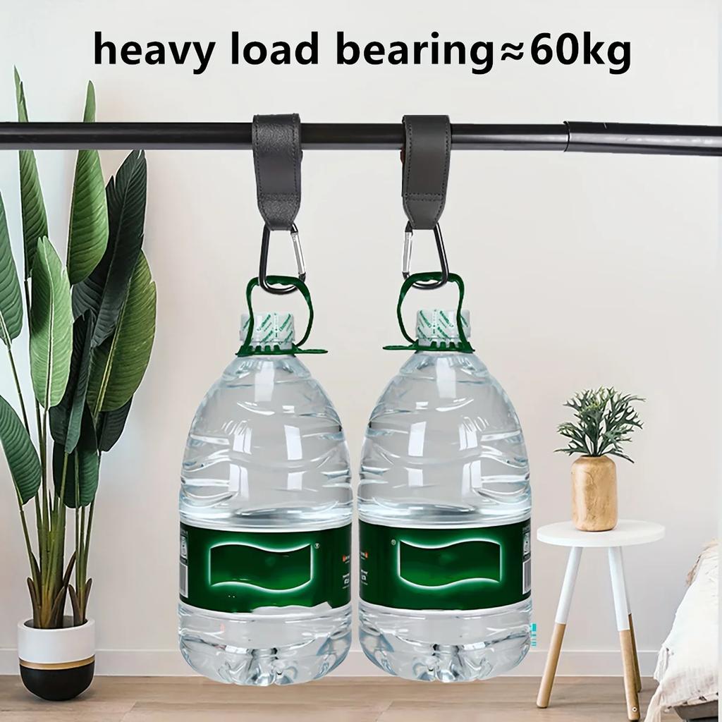 2Pcs PU Faux Leather Stroller Hooks | Portable Hanging Bag Hooks & Buckles for Strollers