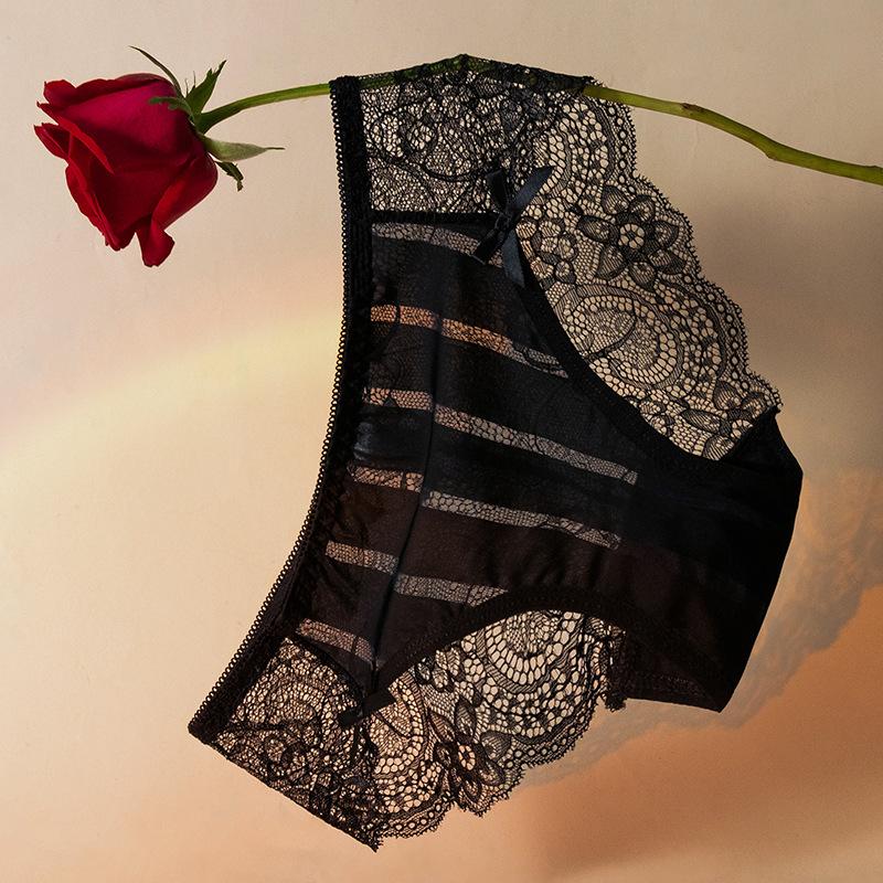 Summer Breathable Quick-Drying Seamless Women'S Briefs Low-Rise Girl Pure Desire Hollow Sexy Lace Panties Women