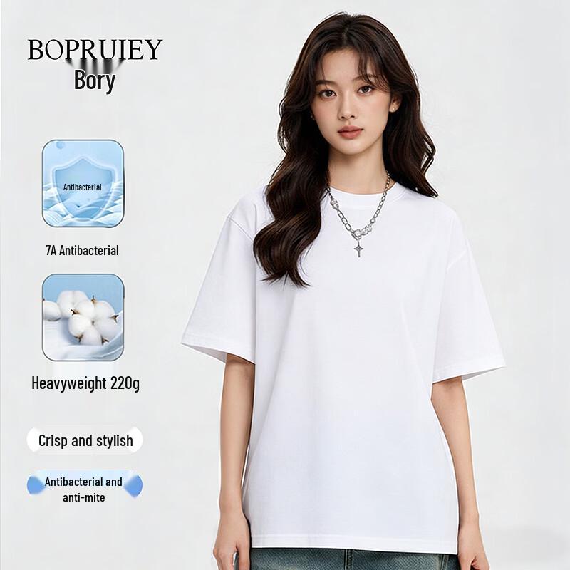 

Boru Rui Women s Heavyweight Pure Cotton Short-Sleeved T-Shirt L