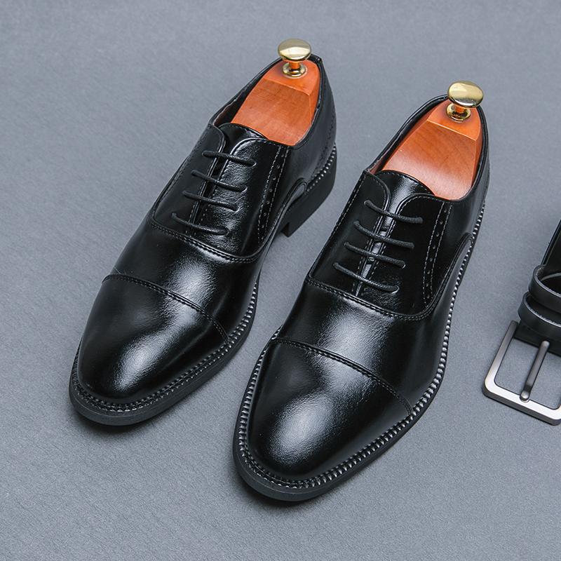 

[Large Size] Dress Leather Shoes Men s Youth Korean Edition Black Business Casual Men s Shoes British Men s Leather Shoes 38