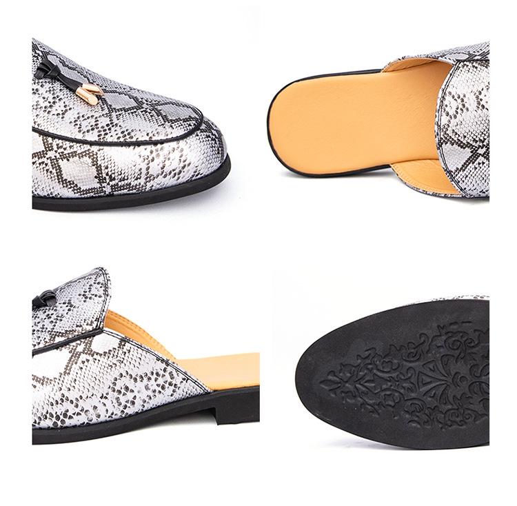 Men's Summer Driving Half-Slippers: Cross-Snake Pattern, Backless, Leather.