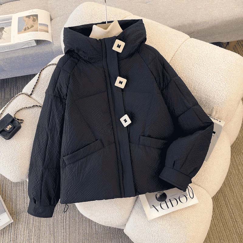 Coat for Women Down Winter Fleece Thickened Plush Windbreaker Waterproof Casual Zipper Solid Color Hooded Jacket