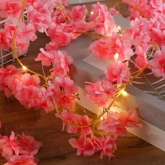 LED řetězová světla se simulovanými květinami na baterie Dekorativní vnitřní/venkovní osvětlení Girlanda Vinná réva Vílová světla