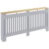 Slatted Radiator Cover Painted Cabinet With Line Grill Design 172L * 19W * 81H Cm Grey