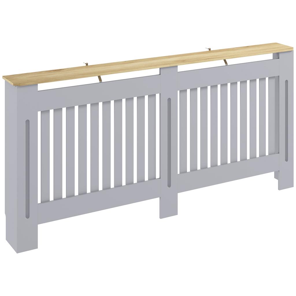 Slatted Radiator Cover Painted Cabinet With Line Grill Design 172L * 19W * 81H Cm Grey