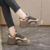 CRLAYDK Chunky Platform Walking Sneakers for Women Dad Lace Up Shoes Leather Wedge Comfortable Sport Running Tennis