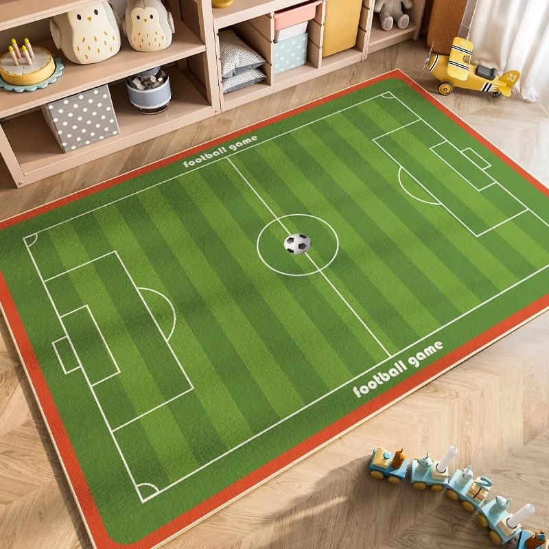 3D Soccer Football Field Carpet Rug for Bedroom Living Room Home Sofa Decoration,Children Play Game Large Decor Floor Mat Gift