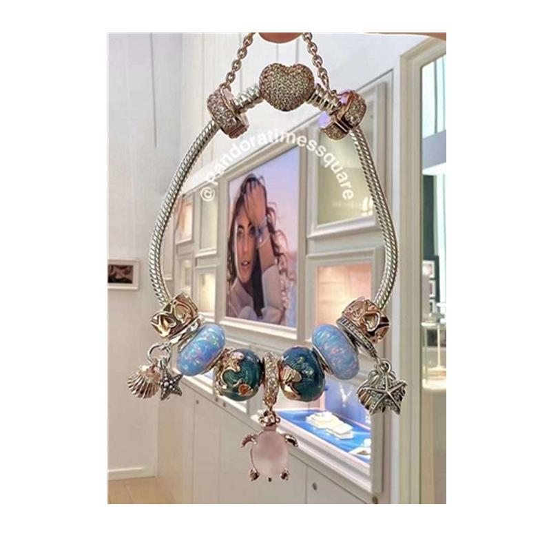 Pandora Silber & Kupfer Rosa Magnolien Herzblatt Perlen zum vielseitigen DIY-Fädeln