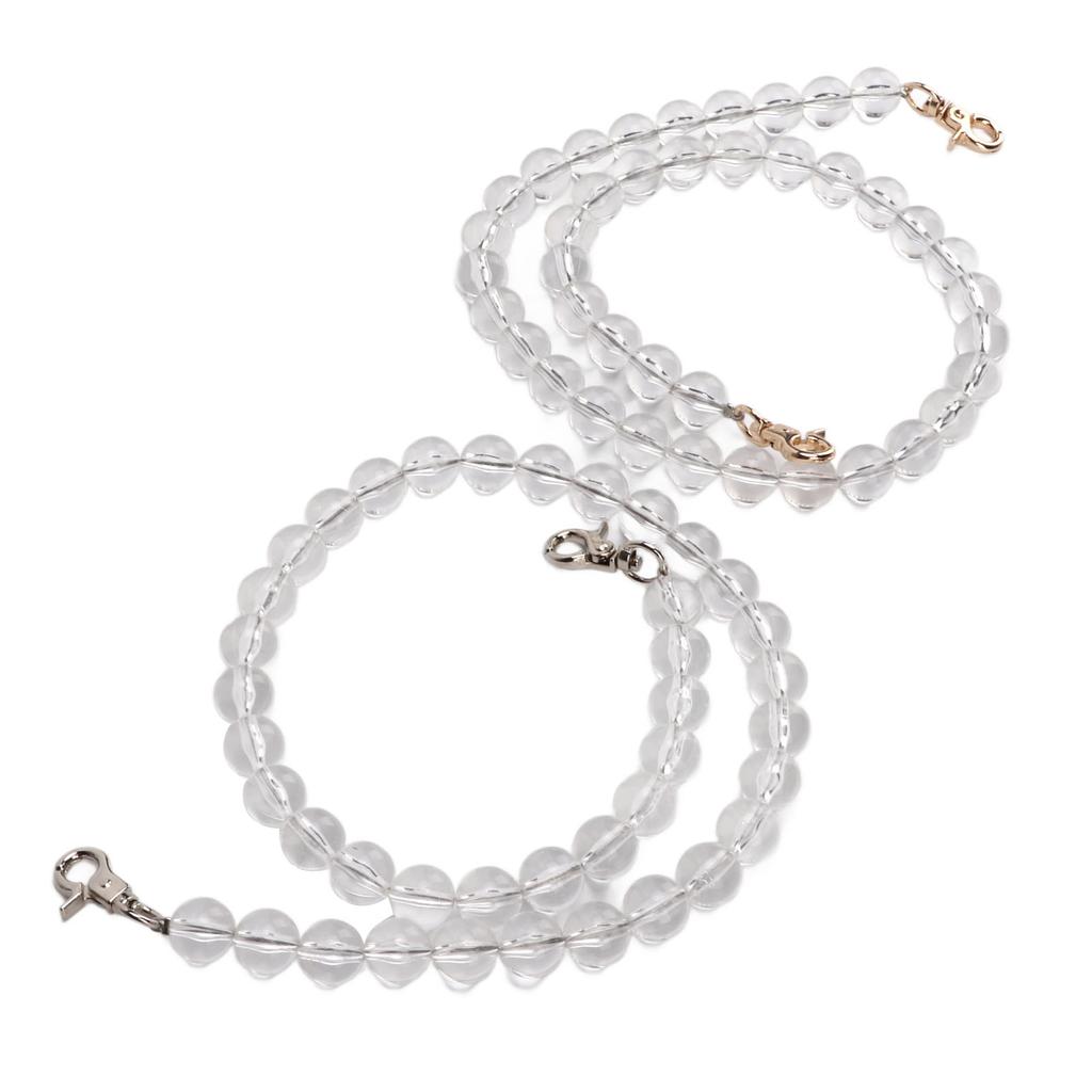 2 Stück Taschenriemen 60cm 24in Austauschbar DIY Acryl Transparent Perlenkette für Handtasche 14mm