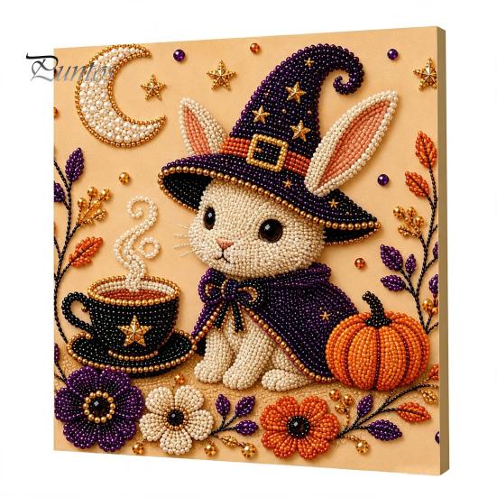Pumpkin Wall Art Ghost Faux Pearl Kit, Halloween Painting DIY Autumn Home Decor 3D Spooky Skull Craft Kit for Adults Beginners, Fall Handmade